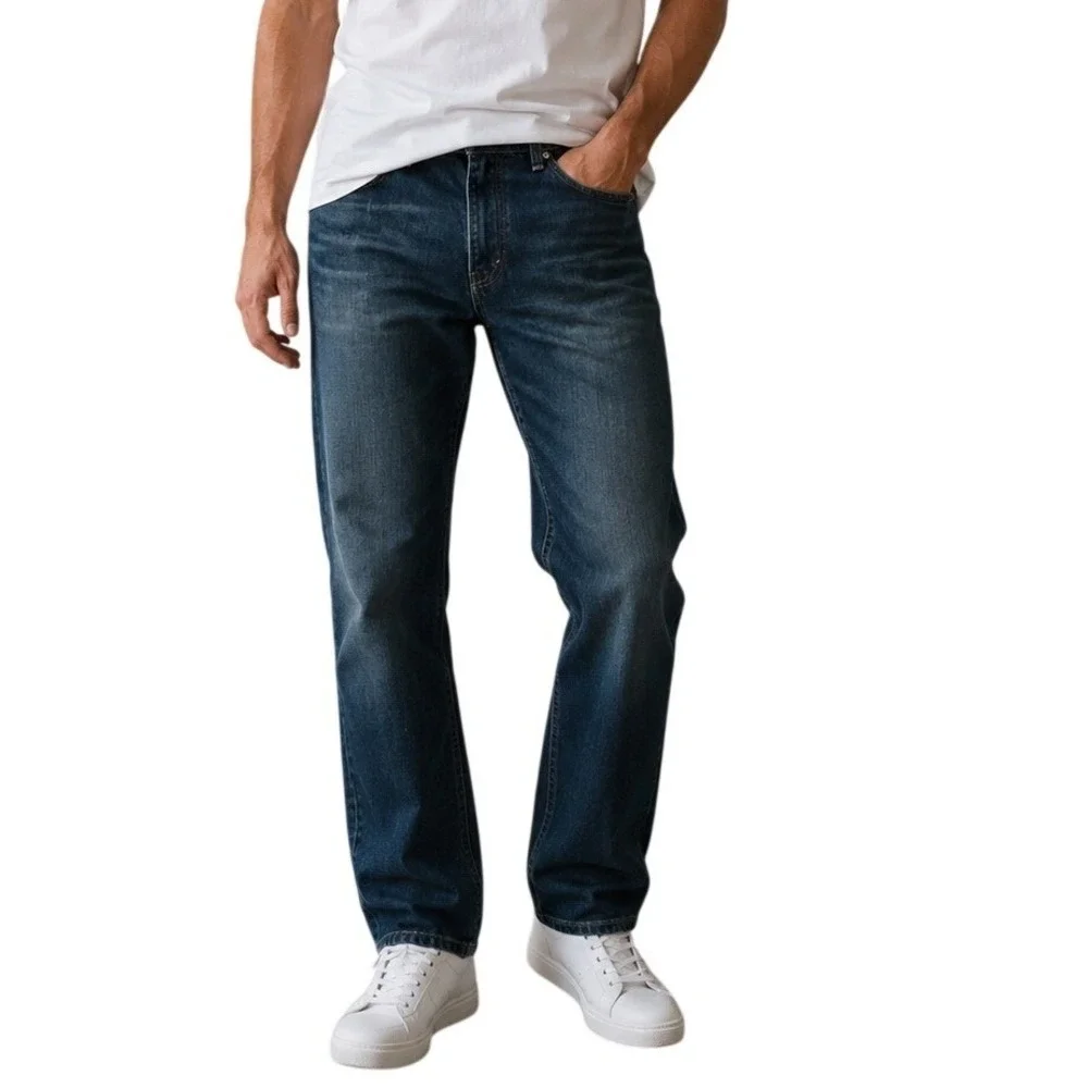 Levi's 505 Dark Wash Indigo Regular Fit Straight Leg Denim Jeans Men's 38x30